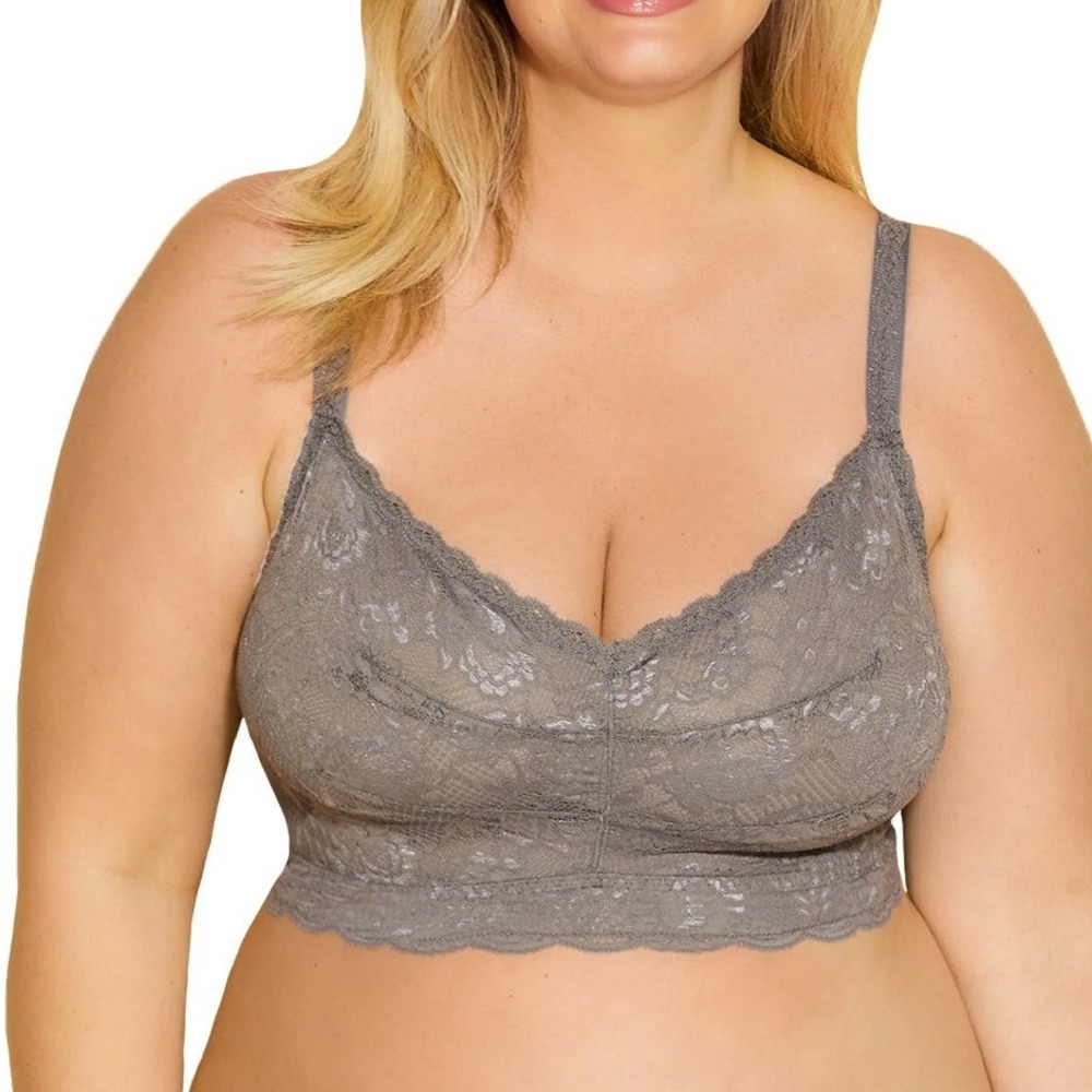 Cosabella Never Say Never Ultra Curvy Sweetie Wireless Lace Bralette Gray M